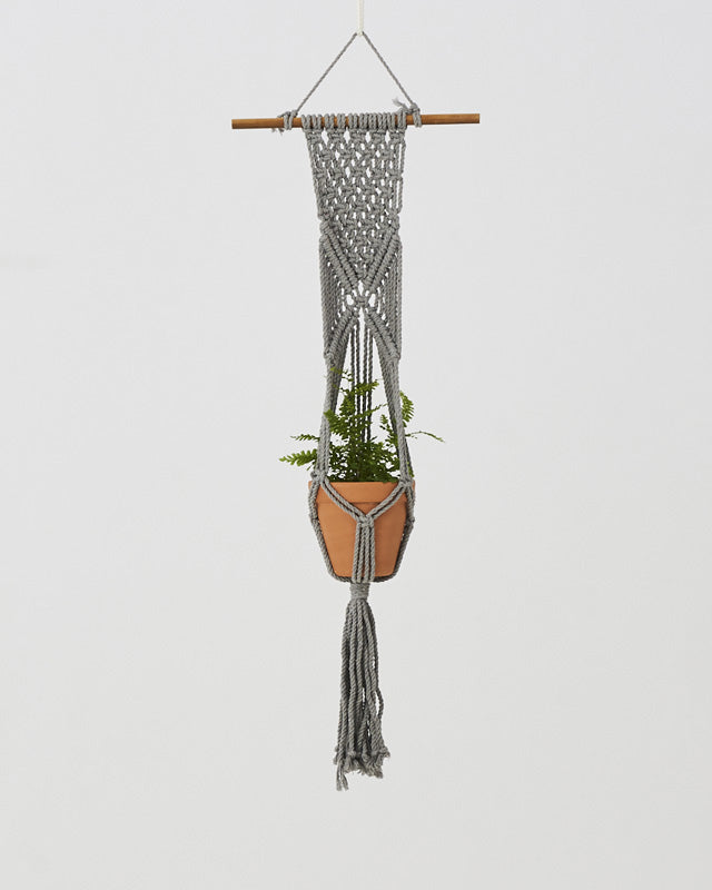 Mombacho Macrame Plant Holder | Gray