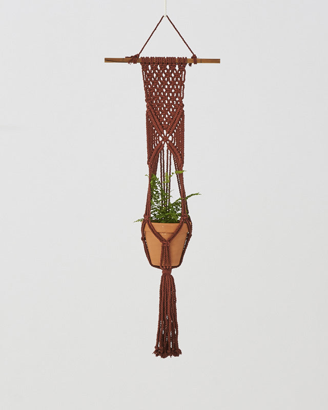 Mombacho Macrame Plant Holder | Tile Red