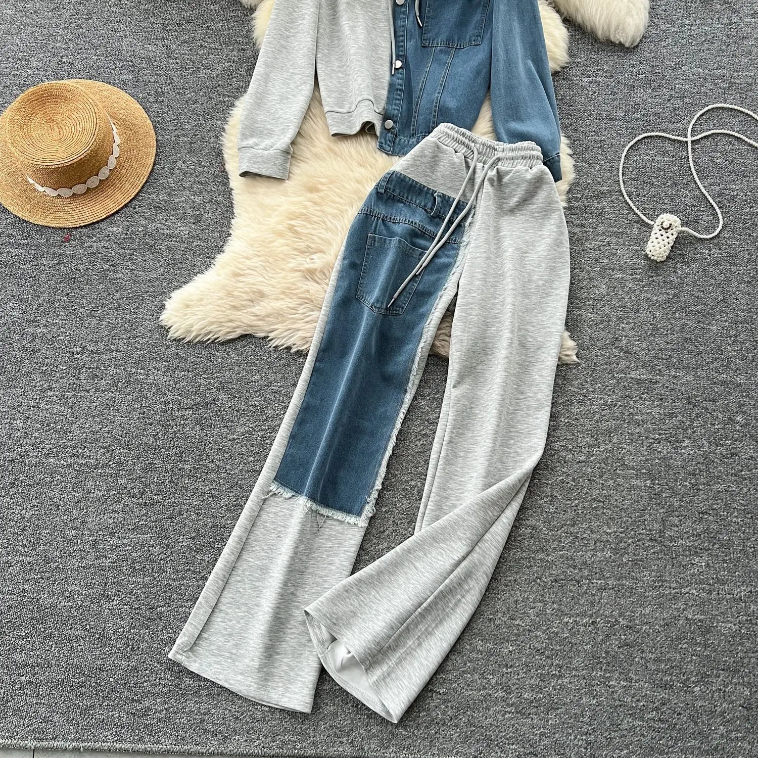 Casual Hoodie Top + Wide Leg Pant - Two-Piece Set