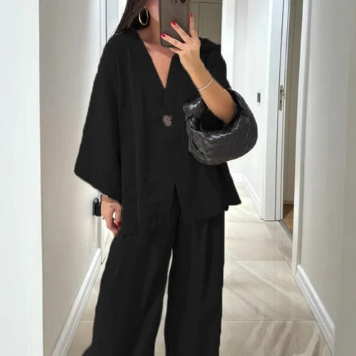 Casual Half Sleeve + Trousers Pants - Two-Piece Set