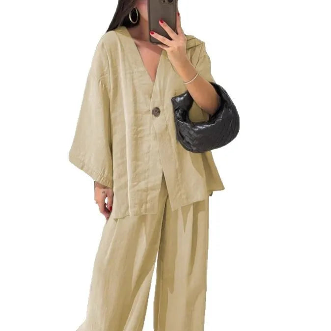 Casual Half Sleeve + Trousers Pants - Two-Piece Set